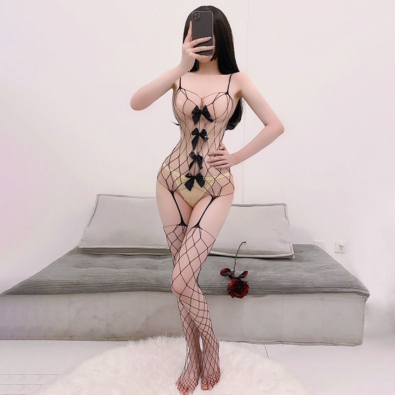 Bow-knot Fishnet Bodystocking