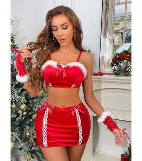 Xmas Velvet Bra Set