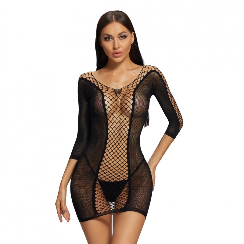 Mid Sleeve Hallow Mini Dress