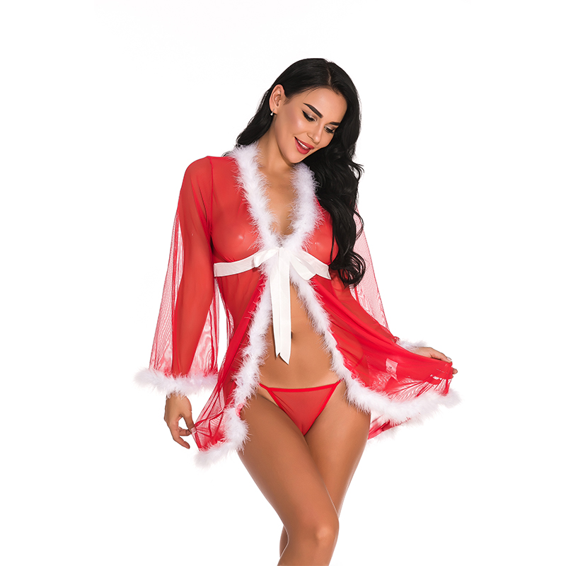 Long Sleeve Xmas Red Robe Set
