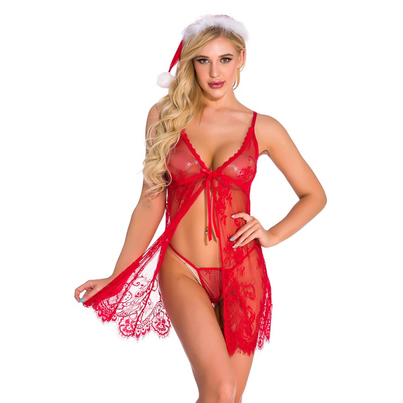3pcs Xmas Lace Nightdress Kit 6021