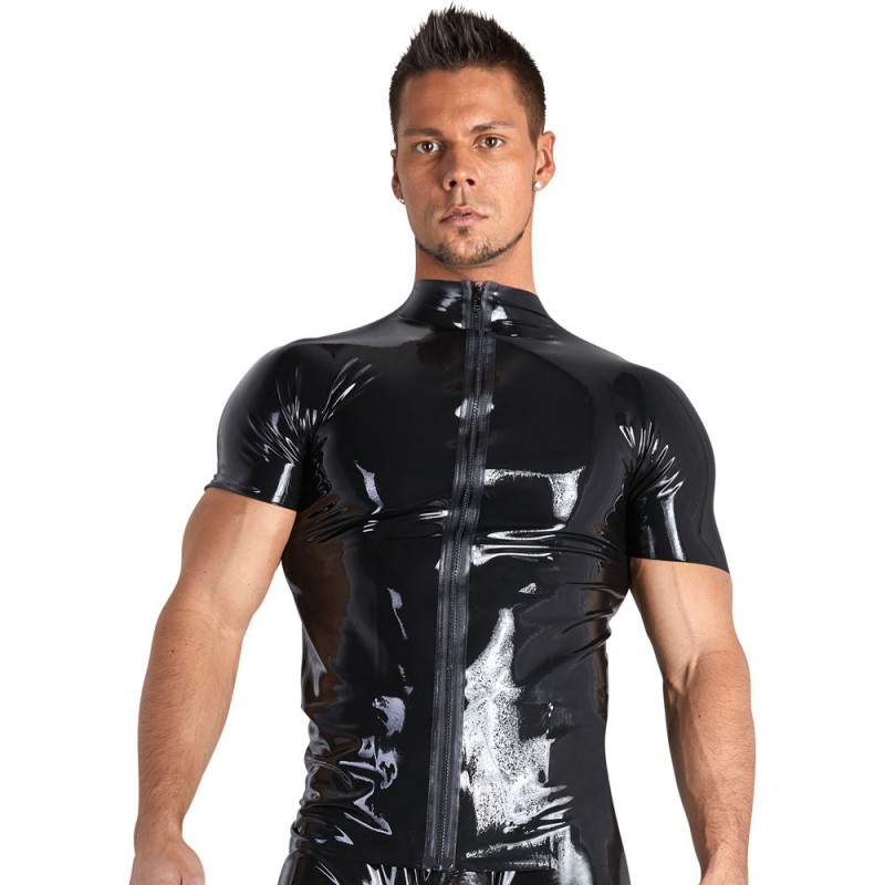 Men's Bright PVC Zipper T-shirt