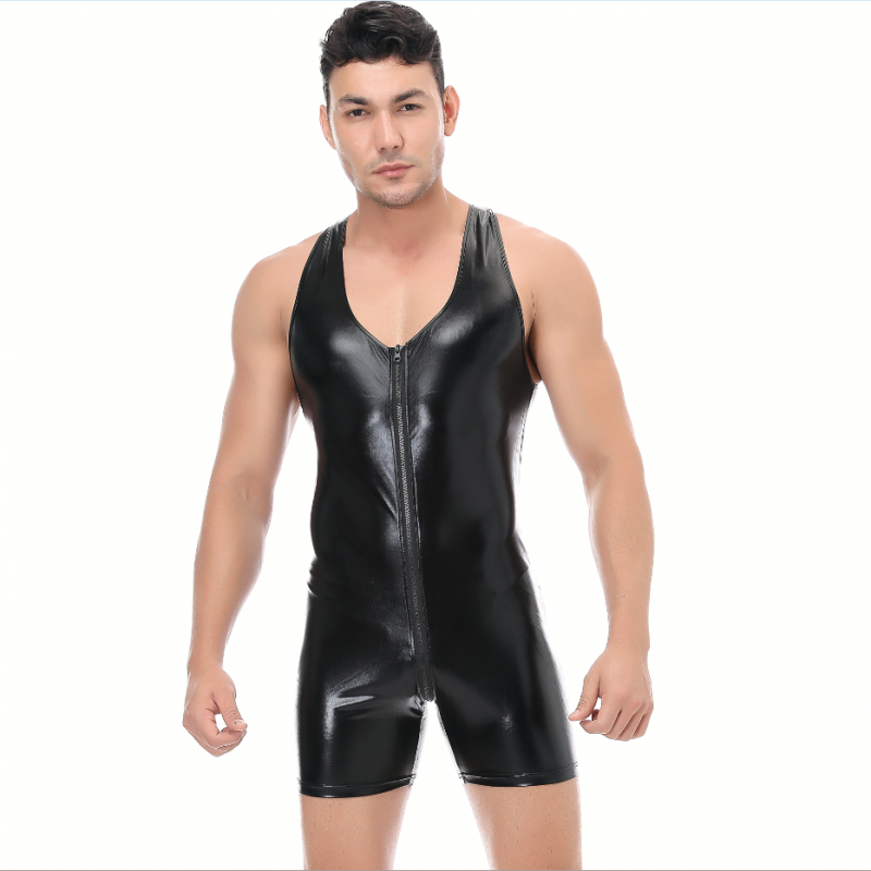 PU Crotchless Short Bodysuit