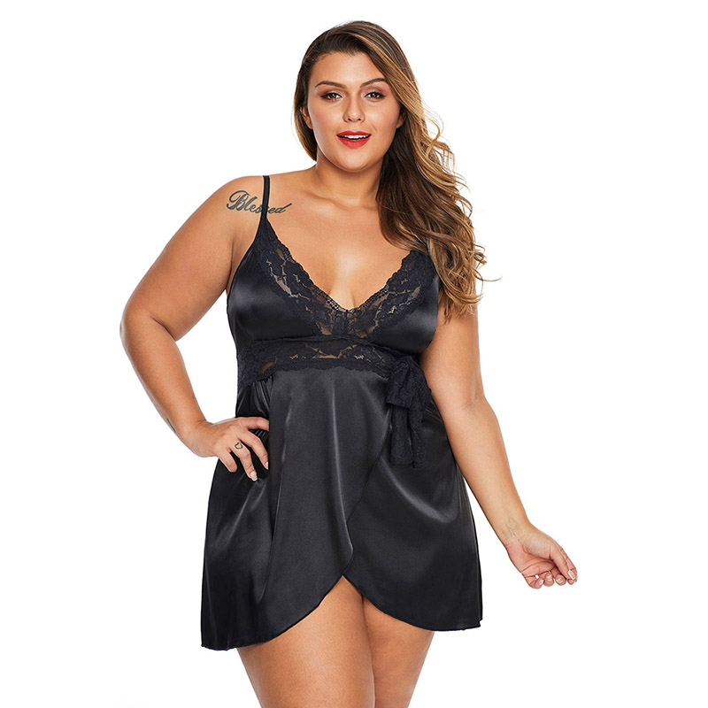 Plus Size Lace Satin Nightdress