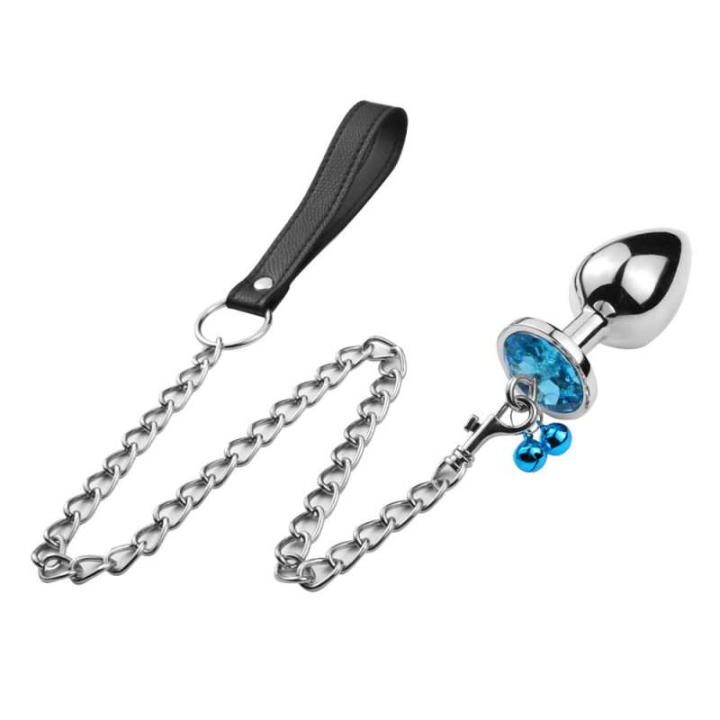 Novel Bell Metal Anal Plug With Chain(Round Base)