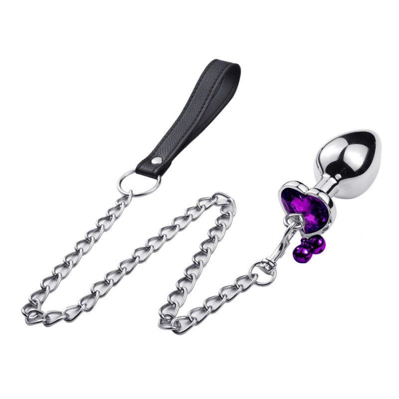 Novel Bell Metal Anal Plug With Chain(Heart Shape Base)