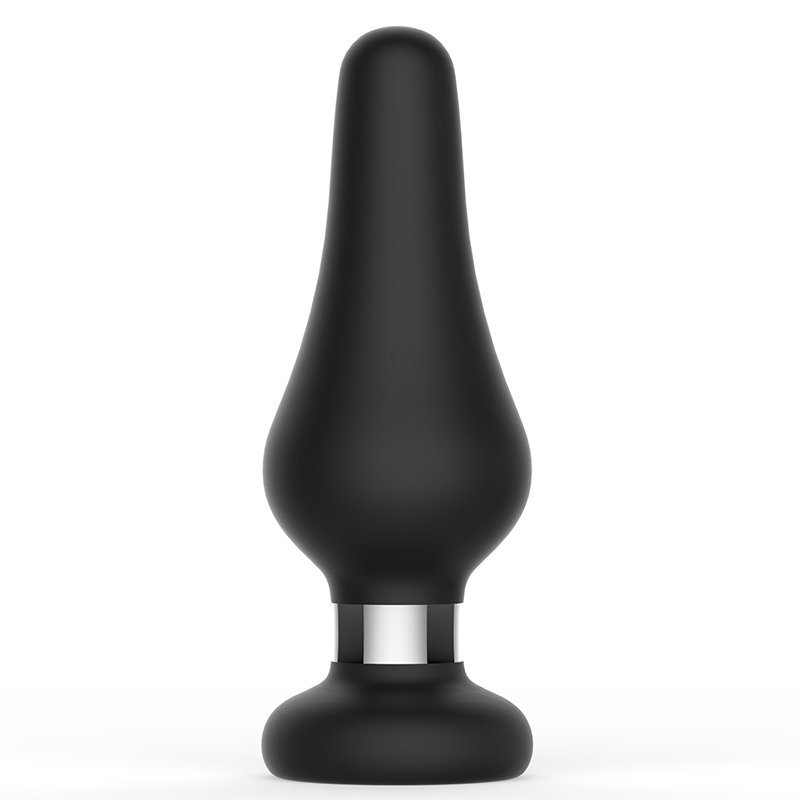 Steel Ring Silicone Anal Plug - L