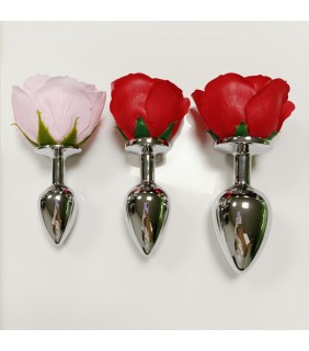 Rose Metal Anal Plugs Set