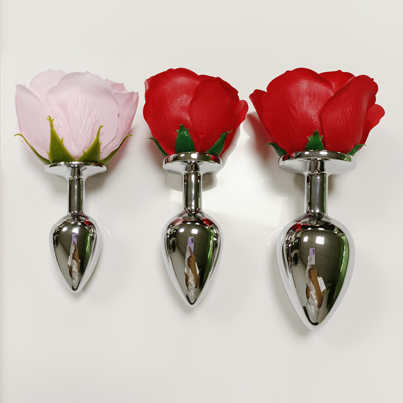 Rose Metal Anal Plugs Set