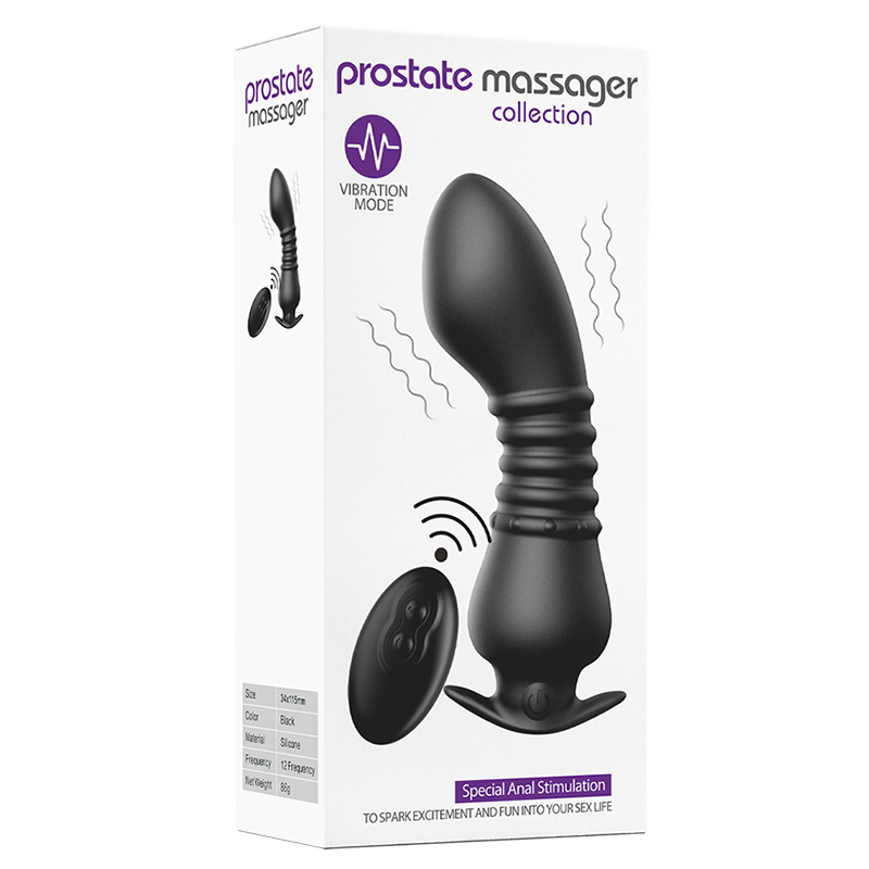 Black Warrior Remote Control Anal Vibrator - L