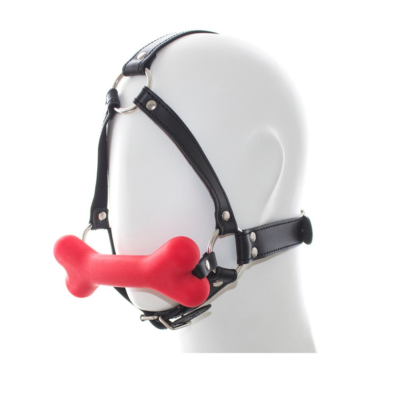 Dog Bone Gag with Head Harness