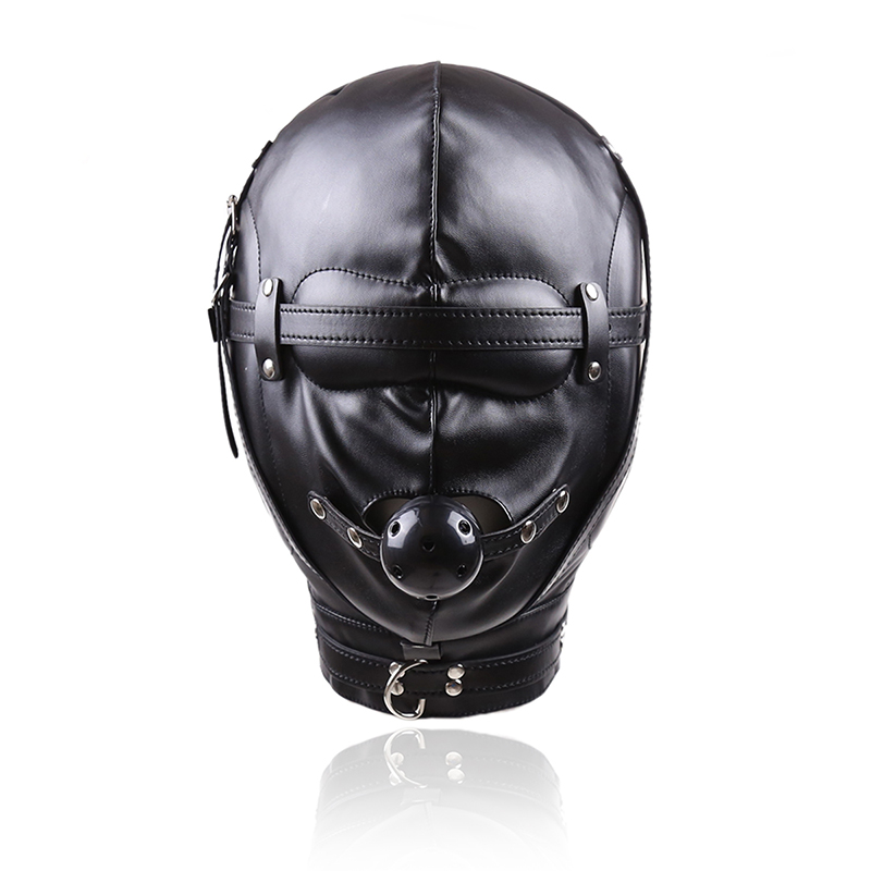 Bondage Sponge PU Hood with Mouth Gag