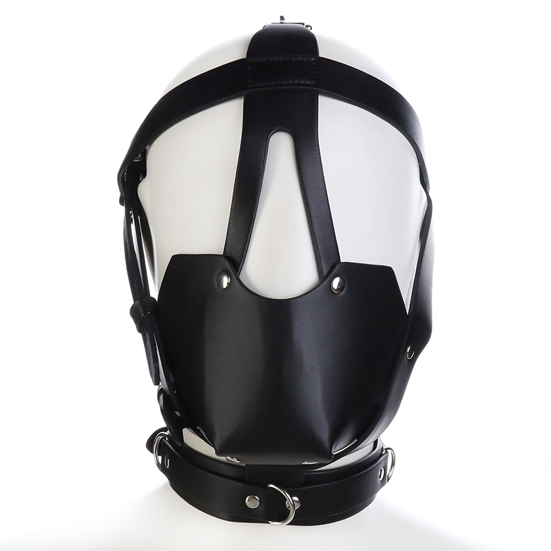 Hallow Bondage PU Hood with Mouth Gag