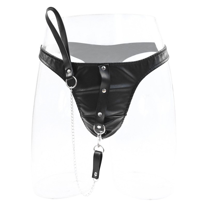 Female PU Thong with Leash