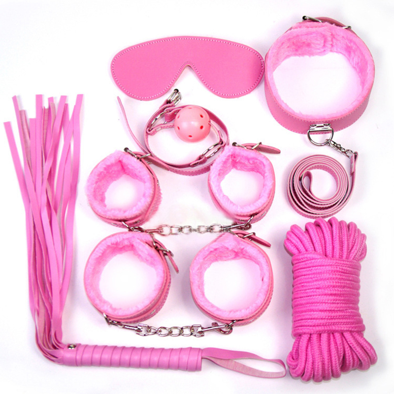 7pcs Fur Lined Leather Bondage Kit