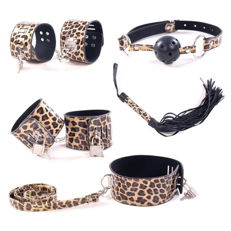 5pcs Leopard Leather Bondage Kit