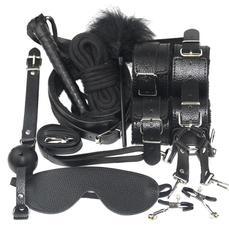 10pcs Fur Lined Leather Bondage Kit