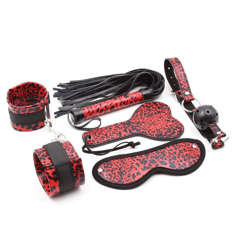 5-piece Red Leopard Bondage Set