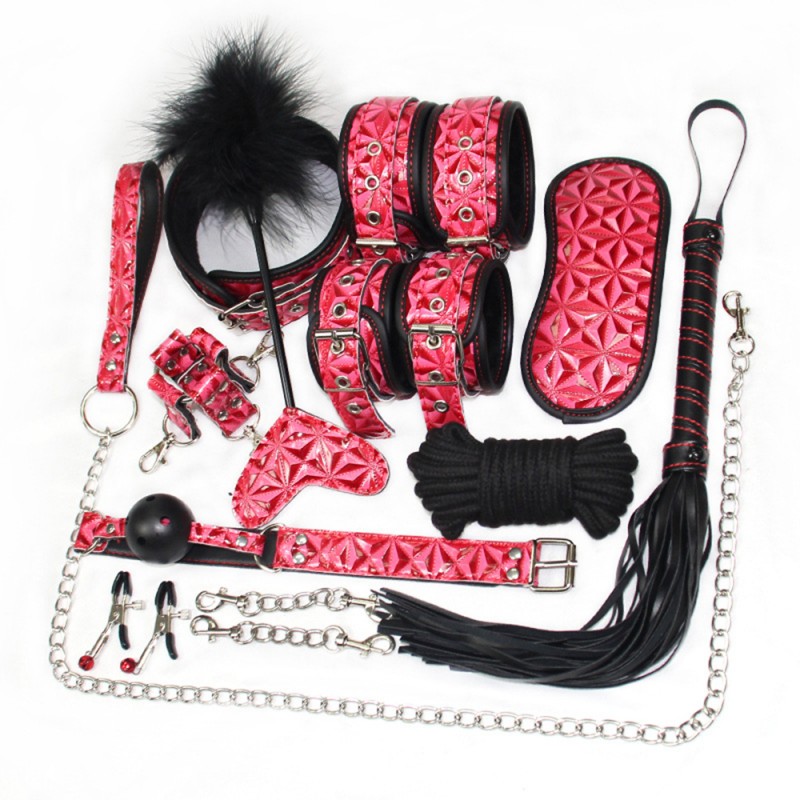 10pcs Diamond Pattern Leather Bondage Kit