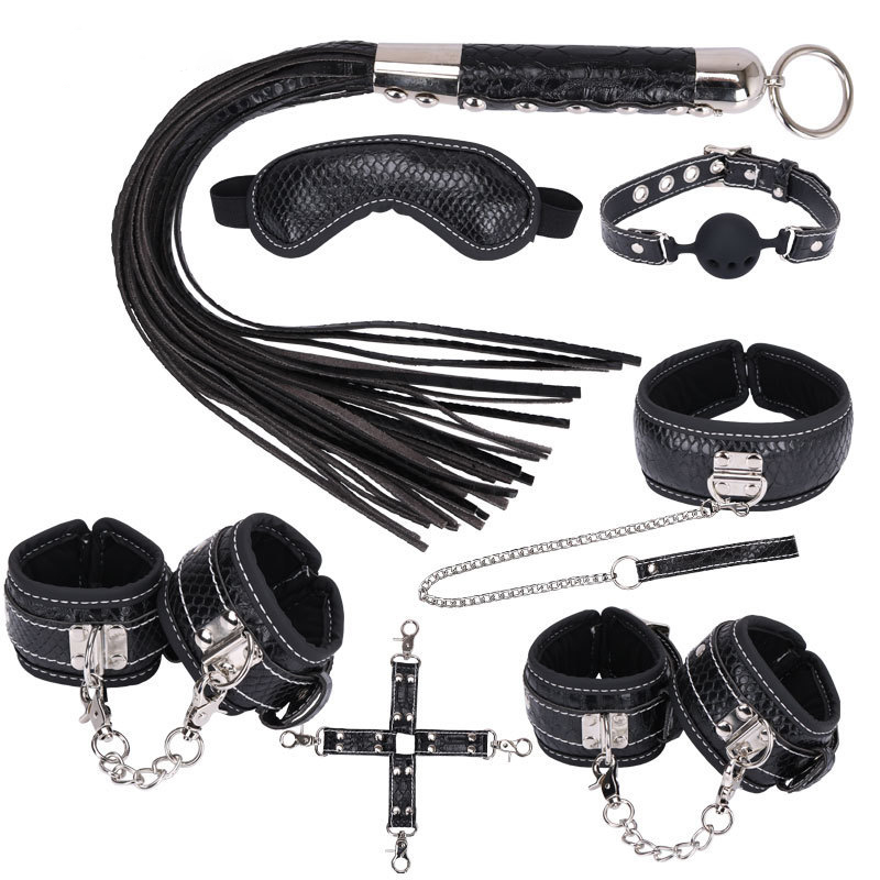 8pcs Snakeskin Pattern Leather Bondage Kit