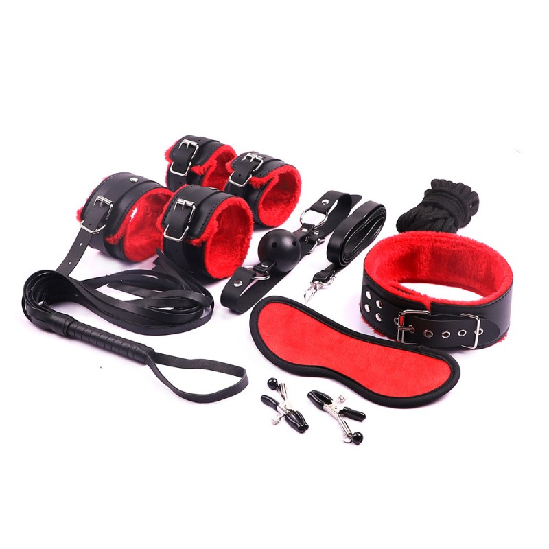 8pcs Fur Line Leather Bondage Kit
