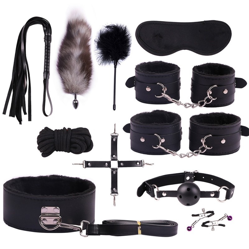 11pcs Fur Line Leather Bondage Kit