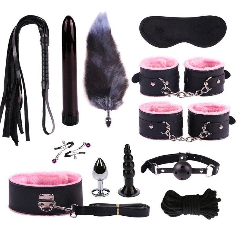 12pcs Fur Line Leather Bondage Kit