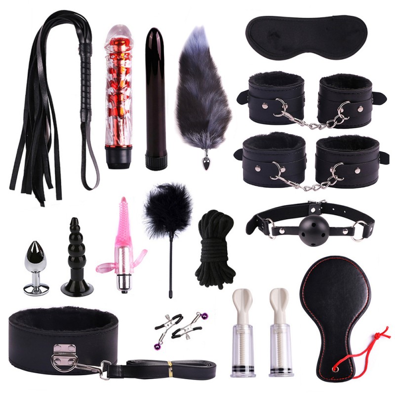 17pcs Fur Line Leather Bondage Kit