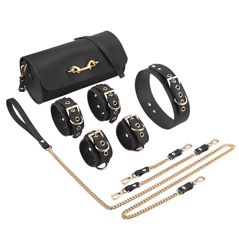 6pcs Genuine Leather Bondage Kit with Storage Bag