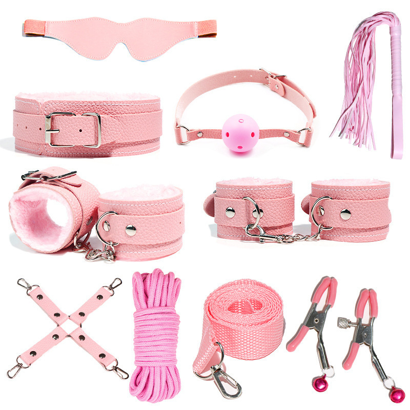 9pcs PU Fur Lined Bondage Kit