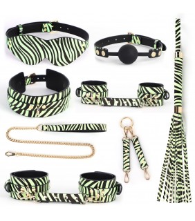 7-Piece Luminous Bondage Kit - Zebra