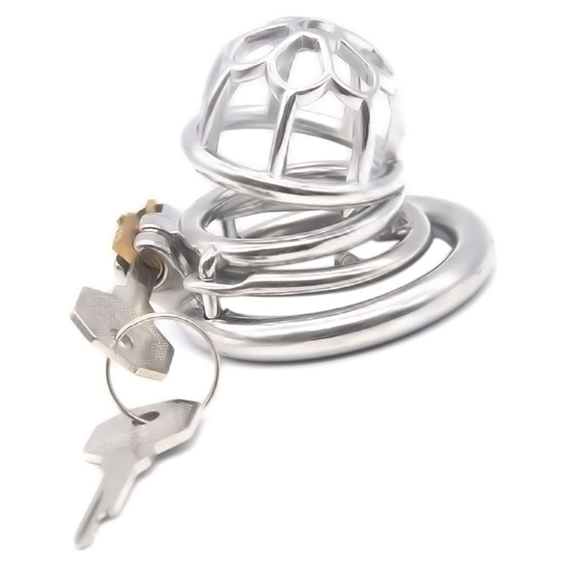 Stainless Steel Flower Design Anti-off Penis Cage III