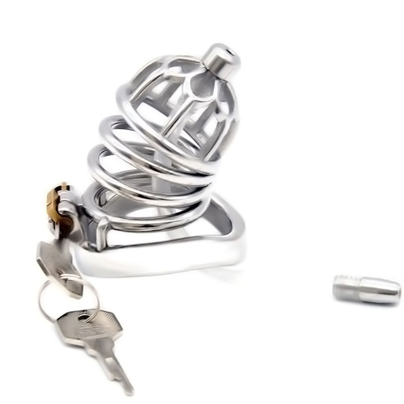 Stainless Steel Arc Ring Cock Cage With Urethral Sound I
