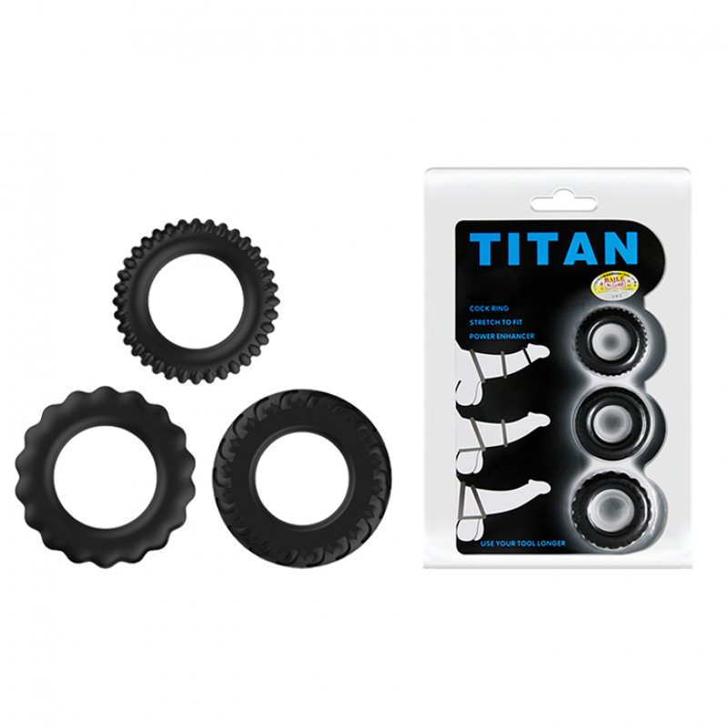 3pcs Silicone Cock Rings Kit - Titan