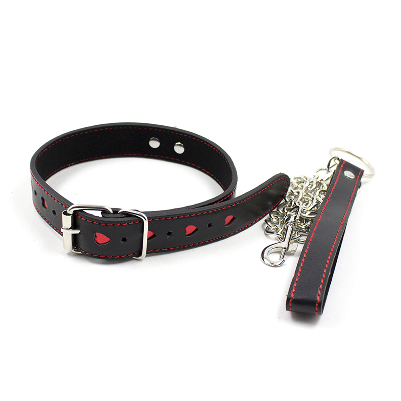 PU Red Heart Leashed Collar