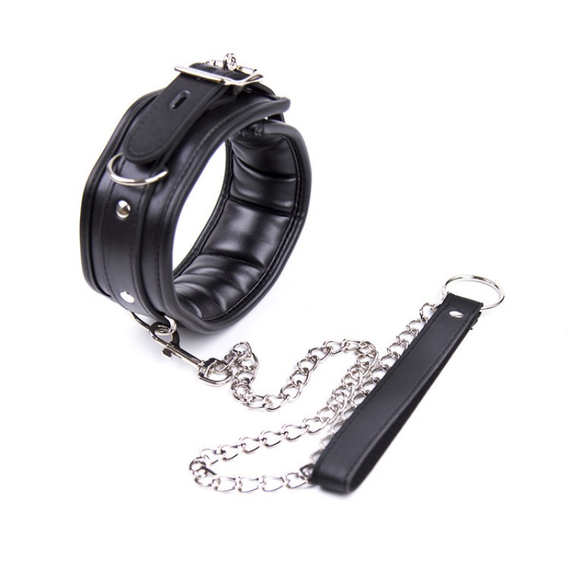 Sponge PU Leather Collar with Chain