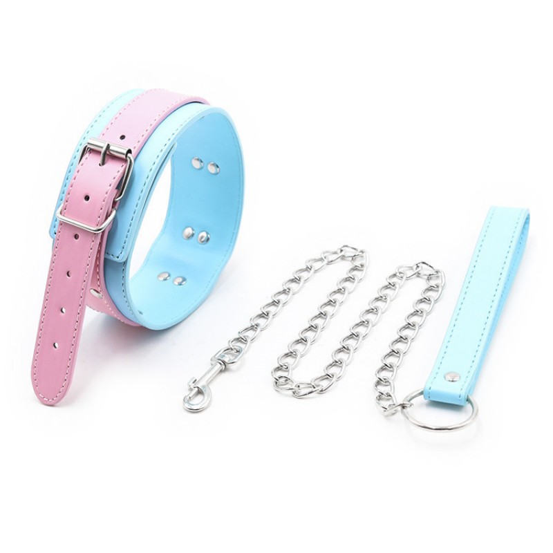 Mixcolor PU Leather Collar with Chain
