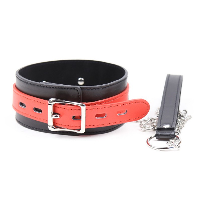 Leashed Buckle PU Collar