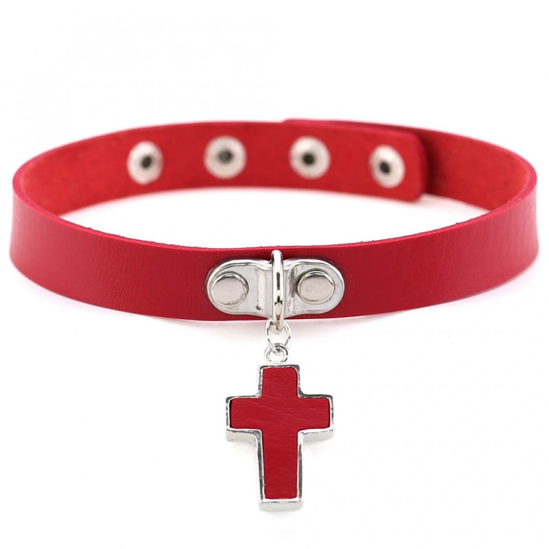PU Colloar with Cross Pendant