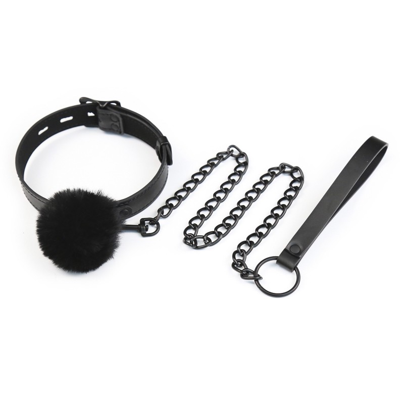 PU Leash Collar with Plush Ball