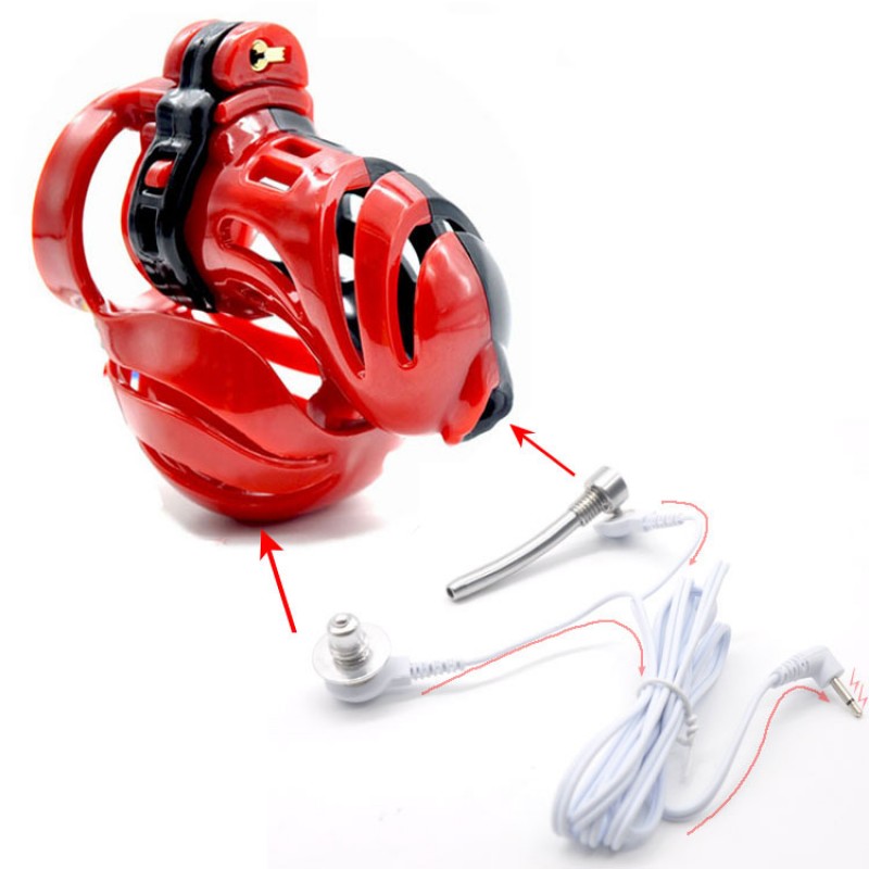 Electro Stim Resin Cock Cage with Penis Plug