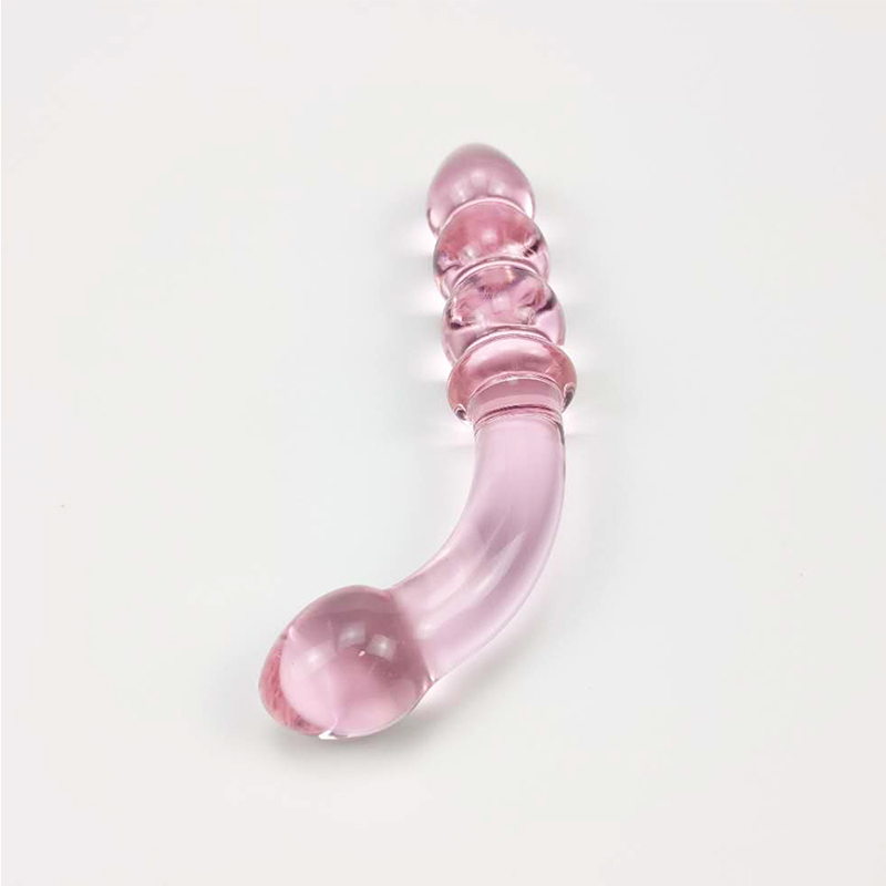 Dual Heads Curved Glass Anal Bead