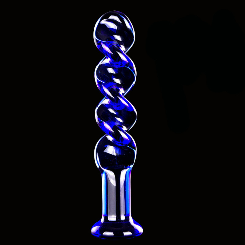 Blue Ghost Glass Screw Anal Plug
