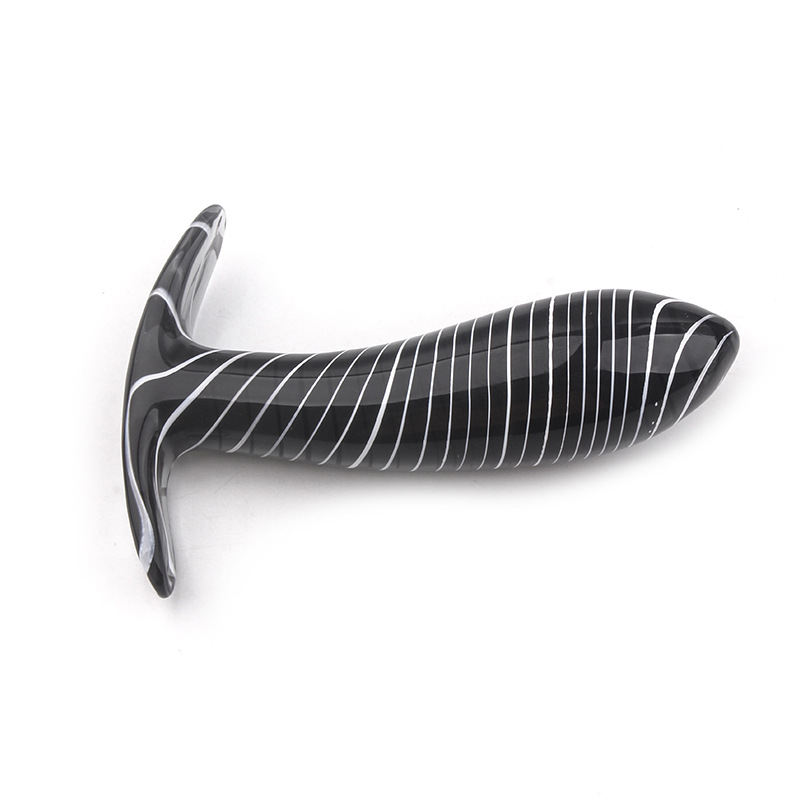 Striped Glass Anal Plug