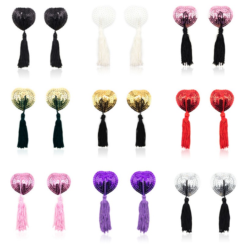 Sequins Nipple Sticker With Tassel