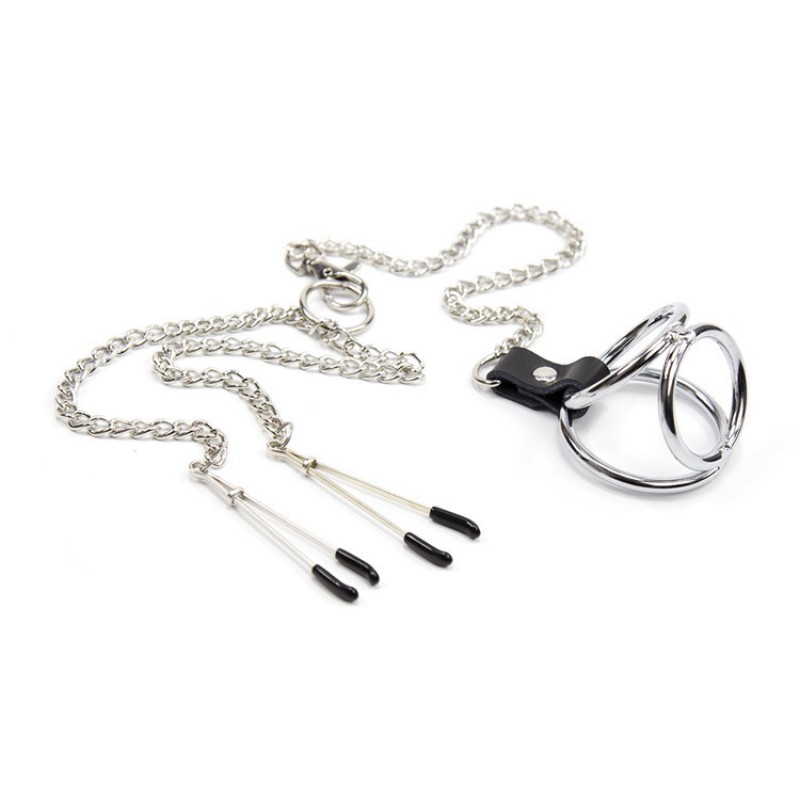 Adjustable Alloy Nipple Clip with Cockring
