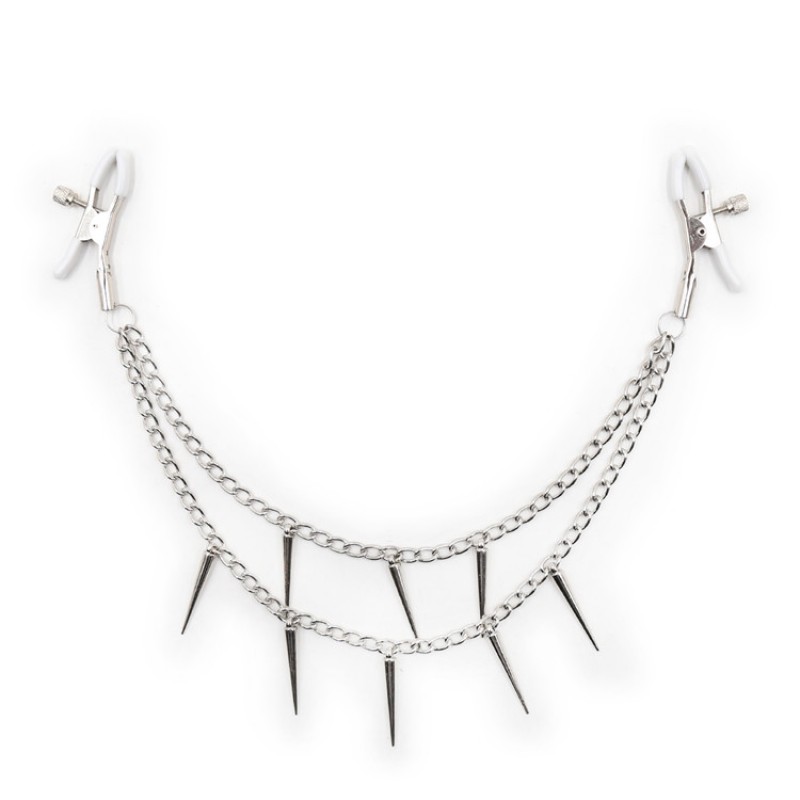 Alloy Nipple Clamp with Spike Chain