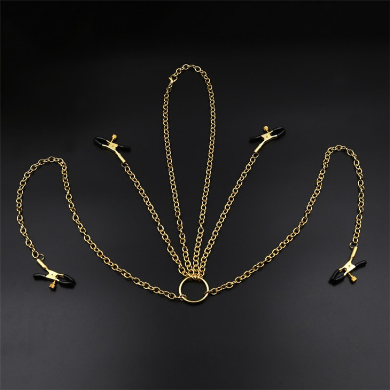 4pcs Alloy Nipple Clamps Chain