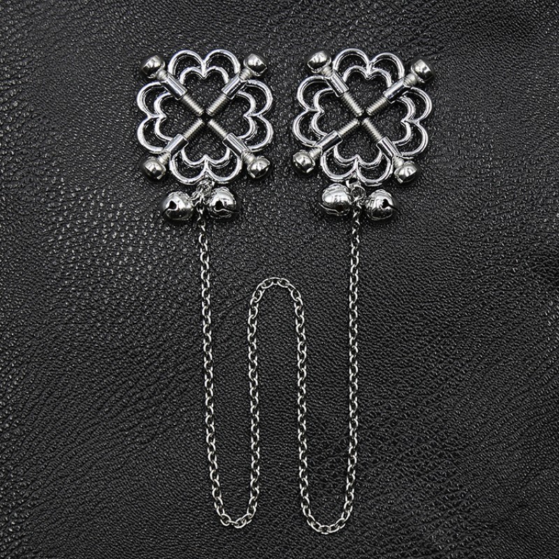 Metal Flower Nipple Clamps with Chain
