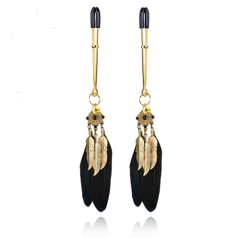 Leaves and Feather Alloy Nipple Clamp